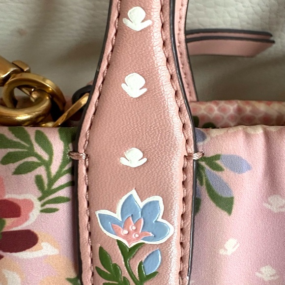 Rare Tory Burch Pink Floral Mini Ella aka Micro Ella Tote - Picture 13 of 14